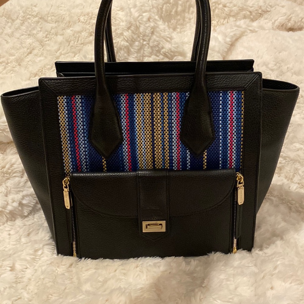 Henri Bendel Blue Straw Rivington Tote Handbag